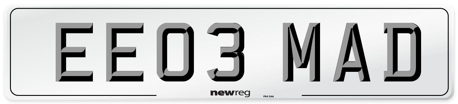 EE03 MAD Number Plate from New Reg